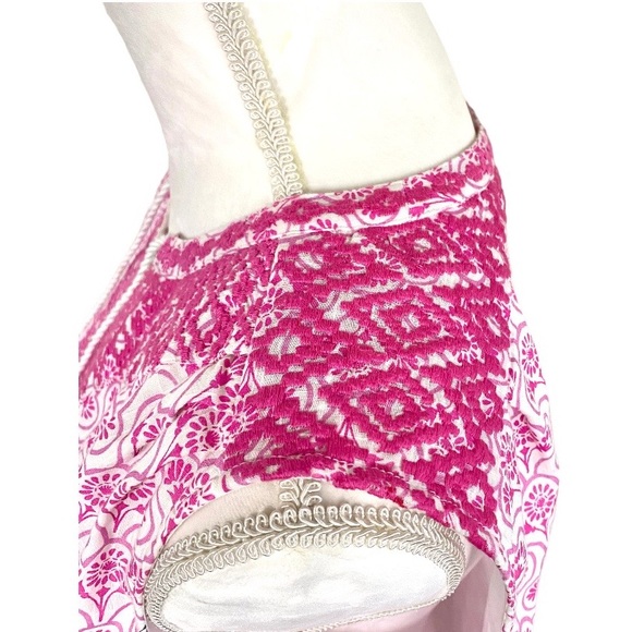 Joules Pink Daisy Foulard Oriella Dress Size US 12 sleeveless embroidered Boho - Picture 9 of 13